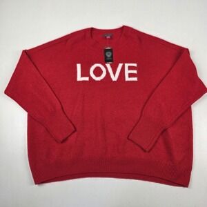 Vince Camuto Sweater Womens XL Red LOVE Graphic Knit Pullover Valentine